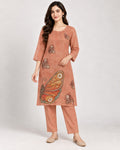Terracotta butterfly linen co-ord set with matching trousers.